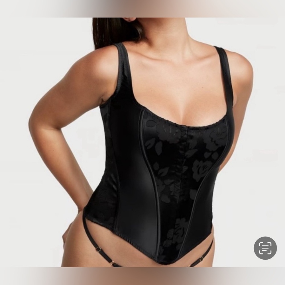 Victoria’s Secret Archive Corset Black Lace Up Back Bustier Small New